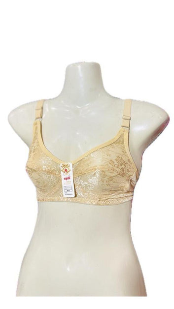 Beige Printed Non-Padded Bra for Daily Wear