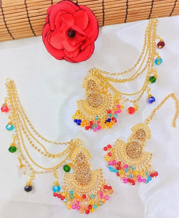 Kashmiri Golden Multicolor Jhumka for Weddings & Festivals