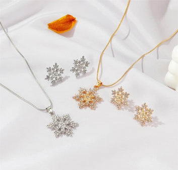 2 Pcs Gold Plated Snowflake Jewelry Set for Pakistani Women