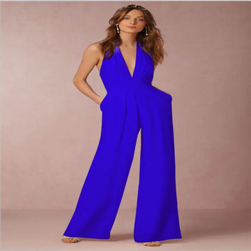 Sleeveless Halter Jumpsuit Women White Premium Daily Wear